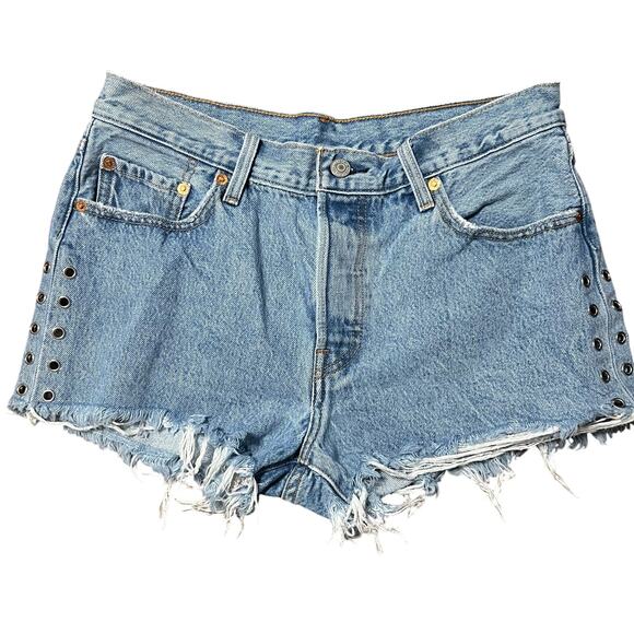 Levi’s 501 High Waist Grommet Details Cut Off Shorts Size 29 - Picture 1 of 7